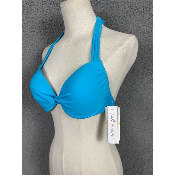 Salt + Cove Juniors' Strappy Underwire Push-up Bikini Top Blue Size Medium NWT's - Picture 5 of 8